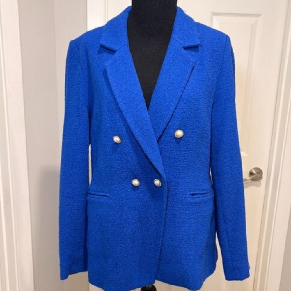 Nanette Lepore SURF THE WEB Blue blazer with pearl buttons Size 8 NWT